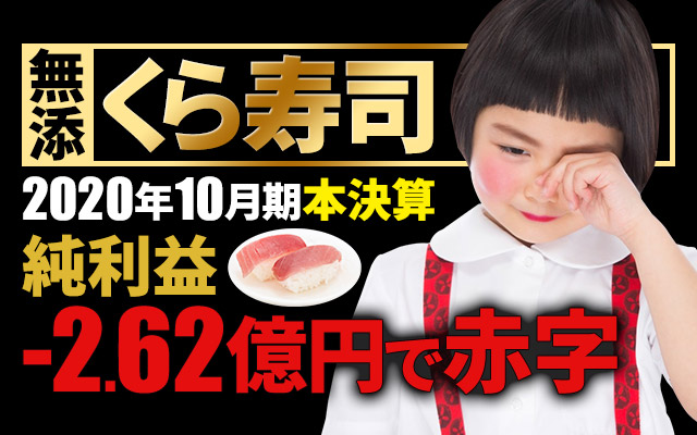 くら寿司、2020年10月期本決算は純利益-2.62億円で赤字